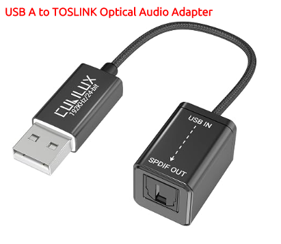 USB A to TOSLINK optical audio adapter